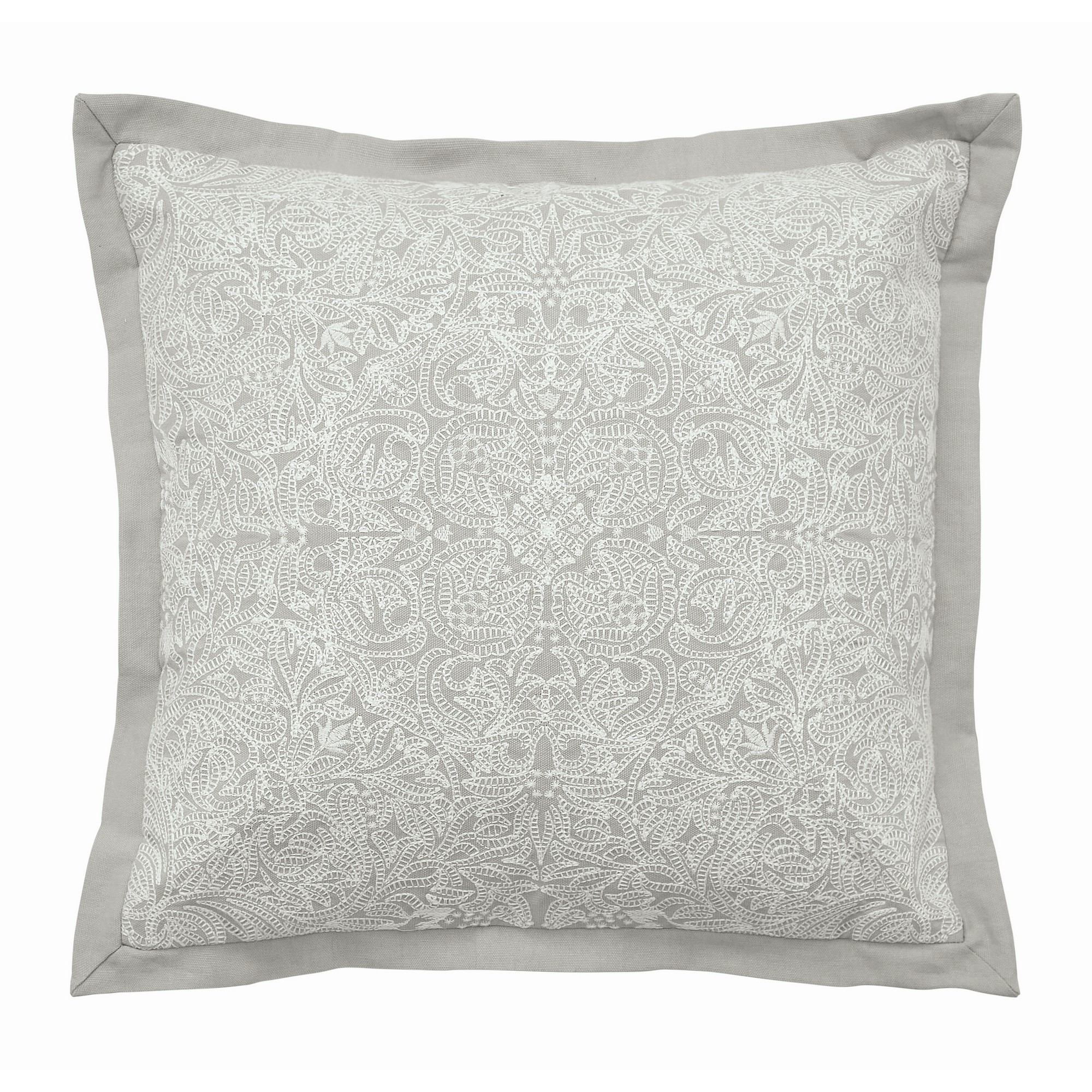 Pure Ceiling Embroidery Cushion By Morris Co In Silver Grey